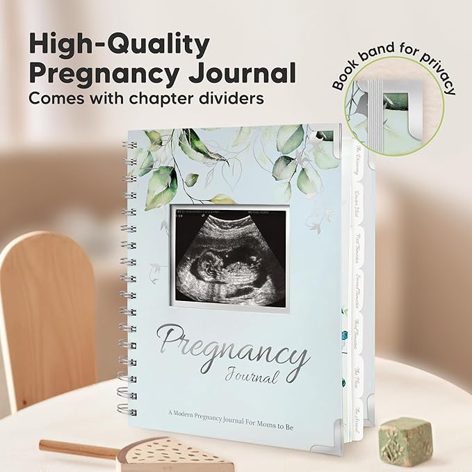 Pregnancy Journal for First Time Moms Gifts - 90 Pages Hardcover Pregnancy Memory Book, Beautiful & Cute Baby Book Keepsake, Ultrasound Baby Scrapbook, Mom To Be Gift (Frost)