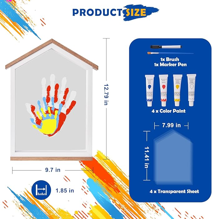 Exclusive House Shaped Family Handprint Kit; Unique DIY Keepsake, Complete Set, Meaningful Gift for Home Decor, Family Craft & Memory Making (House Shape)