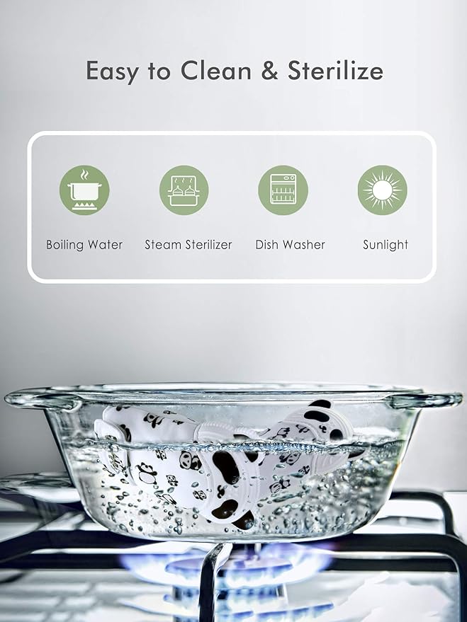 Giftty Panda Teether Mitt - Baby Teething Glove - BPA-Free Silicone - Black and White - 1 Pair + 1 Toothbrush