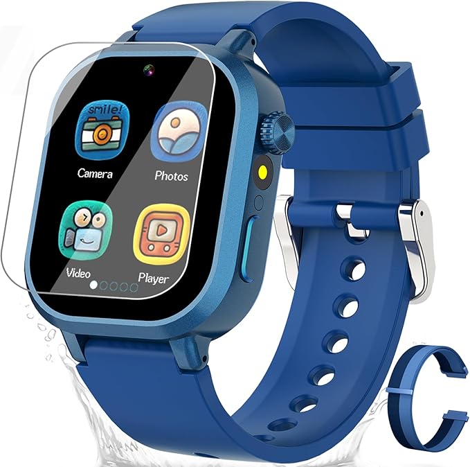 Waterproof Smart Watch for Kids Boys Ages 5-12 with 39 Games, HD Camera, Video, Music, Habit Tracking, Alarm, Pedometer, Kids Smart Watch Chrismars Birthday Gift for Boys Age 5 6 7 8(Blue)