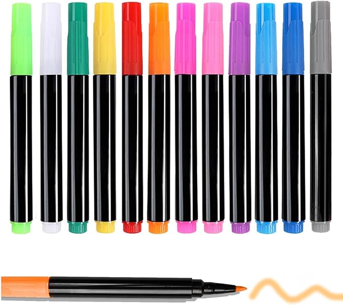 12-Color Markers for Doodle Glow,Neon Dry Erase Markers for Led Drawing Board, Non-Toxic Erasable Chalk Marker for Clear Acrylic Calendar, Mirror, Window, First Day Of School Sign