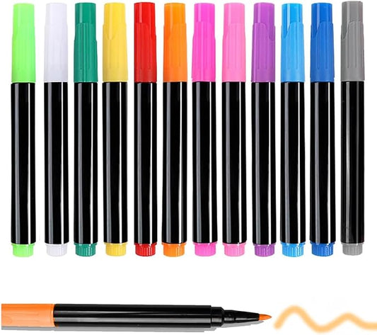 12-Color Markers for Doodle Glow,Neon Dry Erase Markers for Led Drawing Board, Non-Toxic Erasable Chalk Marker for Clear Acrylic Calendar, Mirror, Window, First Day Of School Sign