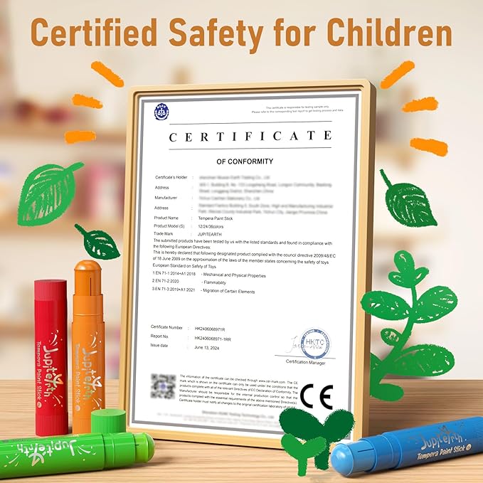 Paint Sticks for Kids 24 Colors, Quick Drying, Smooth, Non-Toxic and Washable Tempera Paint Sticks with 120 PDF Coloring Pages and 30 Stickers, Toddler Art Supplies for Drawing