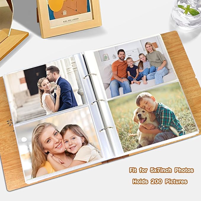ZEEYUAN 5x7 Small Photo Album Holds 200 Photos Mothers' Day Gift for Mom from Daughter Son Gifts for Grandma/Fathers Gifts for Dad/ 5x7 Family Album Memory Photo Book