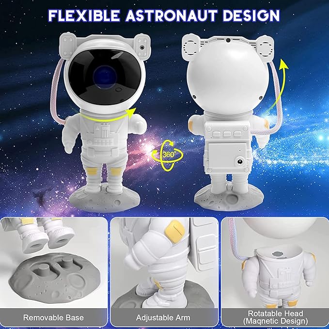 SFOUR Astronaut Galaxy Projector Night Light,Lights for Bedroom,Kids Room Decor Aesthetic, Adjustable Head Angle,Gift for Kids Adults Home Party Ceiling Decor,Christmas Gift