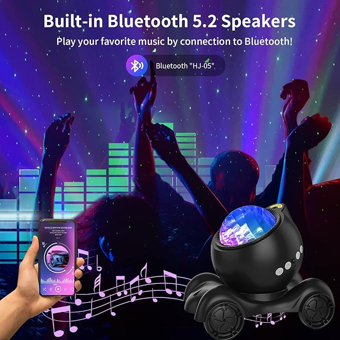 ENOKIK Northern Light Projector, Aurora Star Projector Built-in Bluetooth Speaker, White Noise Machine for Kids Adults, Galaxy Light for Bedroom/Ceiling/Party/Gift (Black)