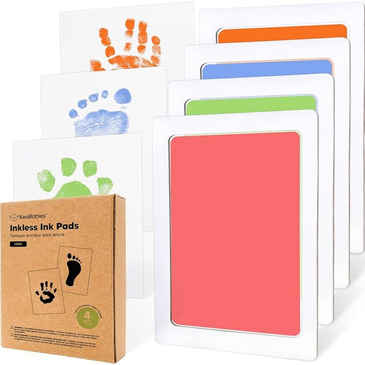 4-Pack Inkless Baby Hand and Footprint Kit - Mess Free Ink Pad for Newborn Keepsake, Dog Nose & Paw Print Kit, Clean Touch Ink Pad for Baby Hand & Footprints, Ideal New Mom Gifts (Candy, L)