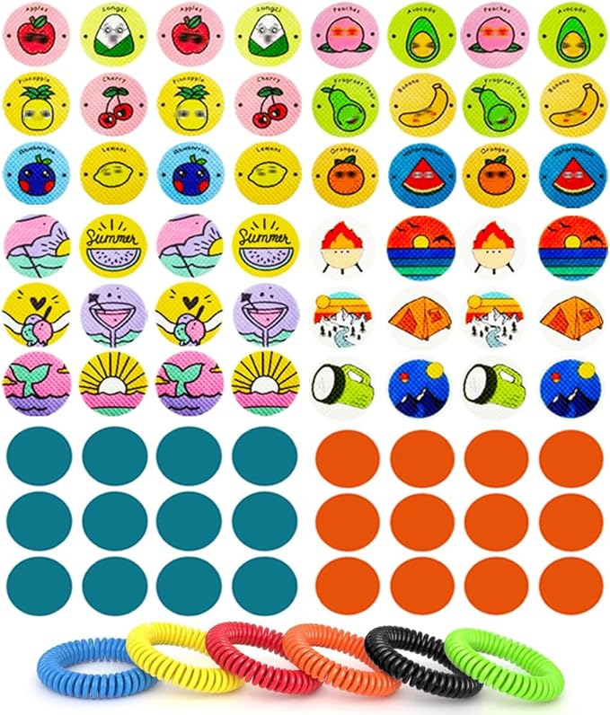 360Pcs Mosquito Patches Stickers,Natural Plant Based Individually Wrapped Mosquito Stickers with 6 Pack Mosquito Repellent Bracelets for Kids Adult Outdoor Hiking, Camping, Travel
