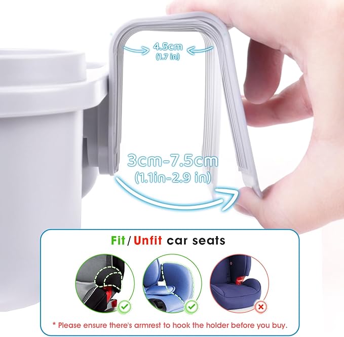 SnackPod Child Cup & Snack Holder for Convertible Car Seats & Strollers - BPA Free - Grey