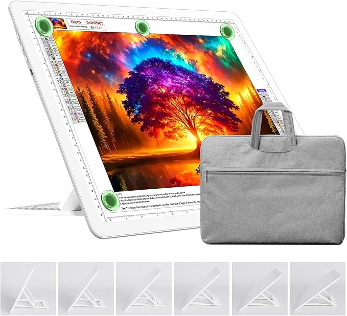 TOHETO Rechargeable A3 Light Board with Stand, Bag, Super Bright Magnetic Light Pad with Side Buttons, Wireless Light Box for Tracing and Drawing, Cordless Light Table for Diamond Painting, Sketching