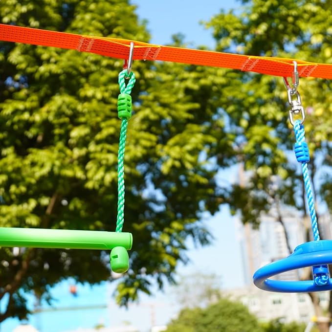 2-Pack Ninja Wheel Obstacle for Kids - 360° Rotatable Swing Monkey Wheel for Ninja Warrior Obstacle Course for Kids Ninja Warrior Slackline Kits - Blue, Yellow Color in Set