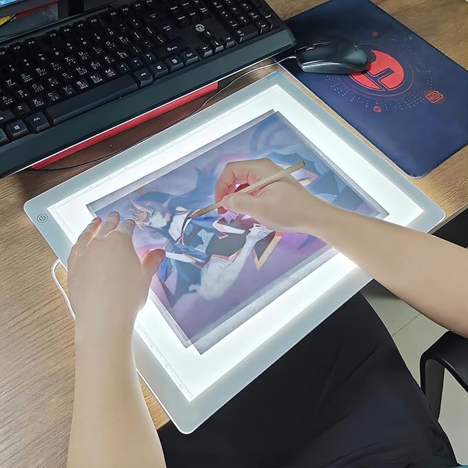 YINGWOND A3 LED Light Pad with Fixed Cord, 16.6 * 12.6 Inches, 3 Levels of Brightness up to 8000LUX, Uniform Illuminated Light Box for Tracing Drawing Weeding Vinyl and Diamond Painting