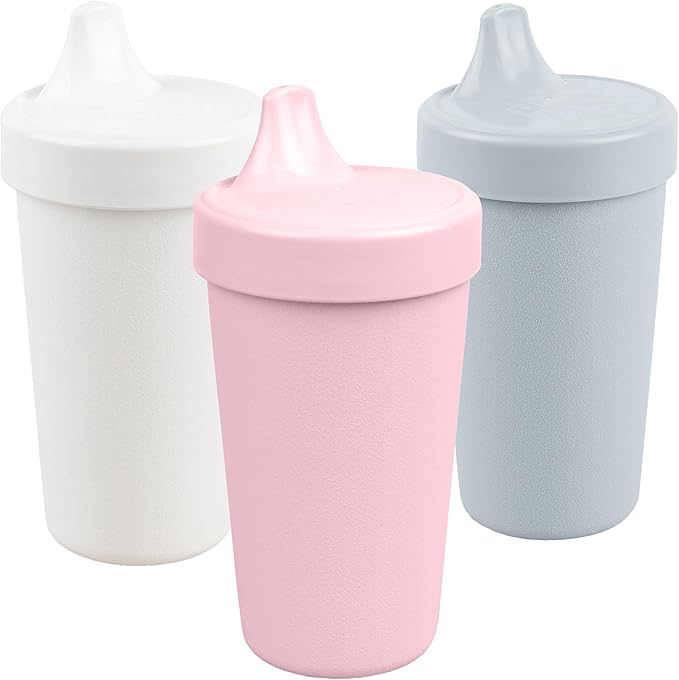 Re-Play Sippy Cups for Toddlers - 10 Oz. Reusable Spill Proof Cups for Kids, Dishwasher/Microwave Safe - Made in USA - Set of 3-3.13" x 6.25" - Modern Pink