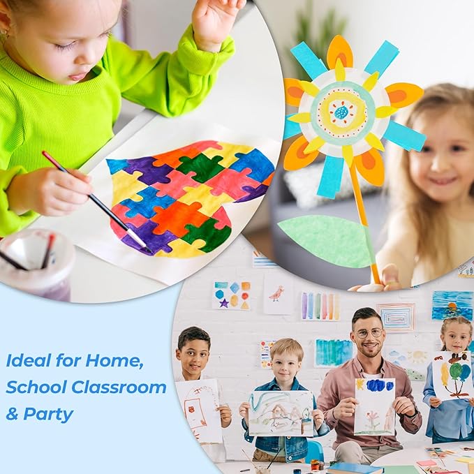 Nicpro 6 Colors Liquid Watercolor Paint Set, 4oz Liquid Watercolor Paint, Vibrant Colors & Non-Toxic Water Colors Painting Supplies for Art Activity, Craft DIY, Poster, School, Home, Classroom, Party