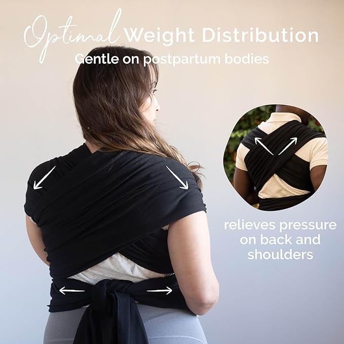 Boba Baby Wrap Carrier – Original Baby Sling Carrier for Newborns (7–35 lbs), Soft, Secure, Hands-Free & Ergonomic, Ideal for Comfortable Bonding, New Parents (Black)