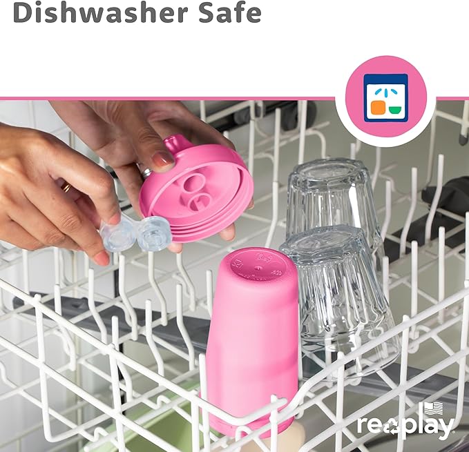 Re-Play Sippy Cups for Toddlers - 10 Oz. Reusable Spill Proof Cups for Kids, Dishwasher/Microwave Safe - Made in USA - Set of 3-3.13" x 6.25" - Princess