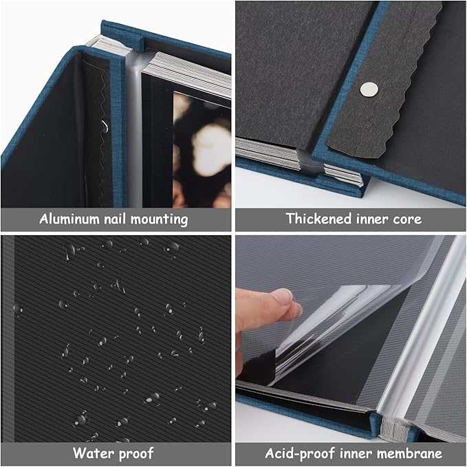 Zesthouse Photo Album Self Adhesive Pages, 60 Pages Magnetic Scrapbook Albums with Sticky Page,Photos Album Holds 8x10 & 5X7 & 4x6 & 6x8 & 3x5, Large Picture Book Ideal for Family,Wedding,Baby