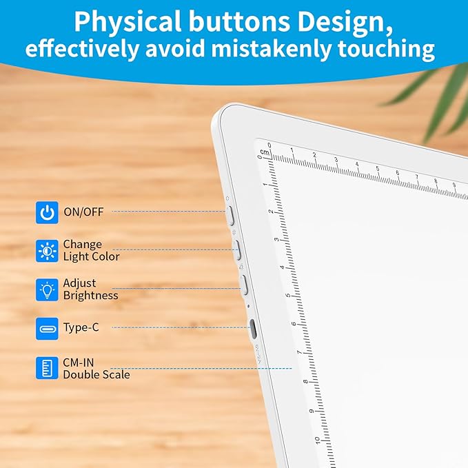 Phylosal Magnetic A4 Light Pad with Bag, Super Bright Light Box with Side Button, Diamond Art Light Board, Lightbox for Tracing and Drawing, USB Power Light Table for Sketching, Weeding Vinyl (White)