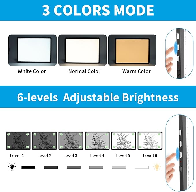 Phylosal Magnetic A3 Light Pad with Bag, Super Bright Light Box with Side Button, Diamond Art Light Board, Lightbox for Tracing and Drawing, USB Power Light Table for Sketching, Weeding Vinyl (Black)