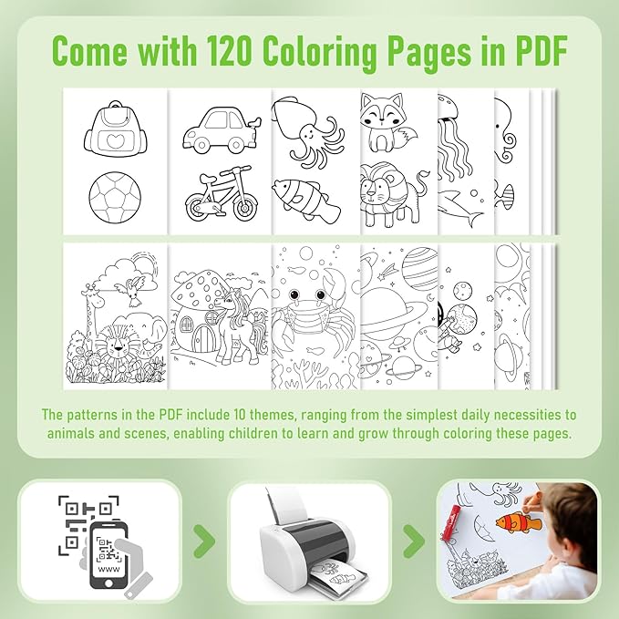 Paint Sticks for Kids 12 Colors, Quick Drying, Smooth, Non-Toxic and Washable Solid Tempera Paint Sticks with 120 PDF Coloring Pages and 30 Stickers, Toddler Art Supplies for Drawing
