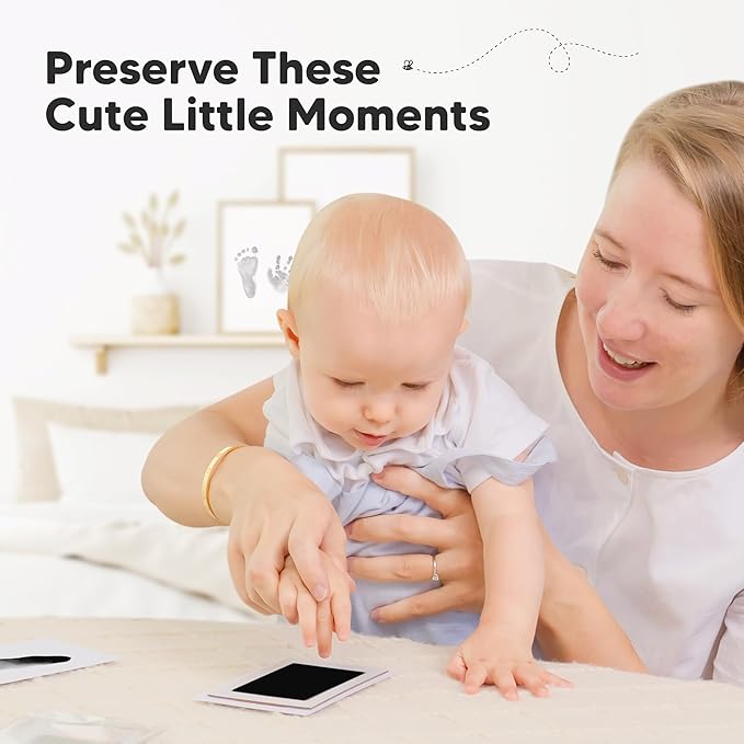 4-Pack Inkless Baby Hand and Footprint Kit - Mess Free Ink Pad for Newborn Keepsake, Dog Nose & Paw Print Kit, Clean Touch Ink Pad for Baby Hand & Footprints, Ideal New Mom Gifts (Jet Black)