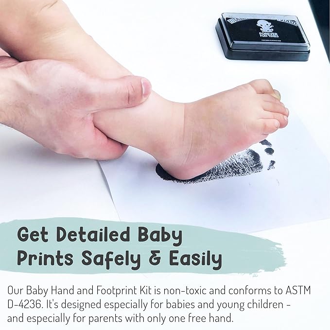 Baby Hand and Footprint Kit by Forever Fun Times | Get Hundreds of Detailed Prints with One Baby Safe Ink Pad | Easy to Clean, and Works with Any Paper or Card | Clean and Safe (Blue, Small)