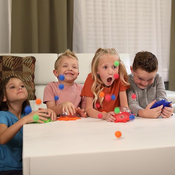 Funwares Colorful Squid Squish: Fast-Paced Floor Game for Kids, Interactive Learning, Hand-Eye Coordination, Counting and Color Game, Active Play, 2-4 Players, Ages 4-8 - (32 Spare Balls)