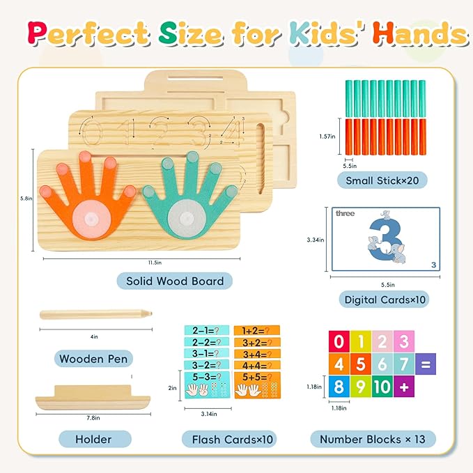 Learning Toys 3-5, Educational Toys with Number Flash Card for 3+ Year Old, Montessori Number Math Manipulatives, Preschool Kindergarten School Supplies, Birthday Gifts for 3 4 5 6 yr Old Kids