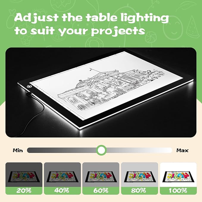 RTjoy A4 LED Light Tracing Box Pad, Adjustable 9x12 Inch USB Powered Artcraft Portable Light Copy Board for Tattoo Transferring Artists DIY Drawing Diamond Art Sketching