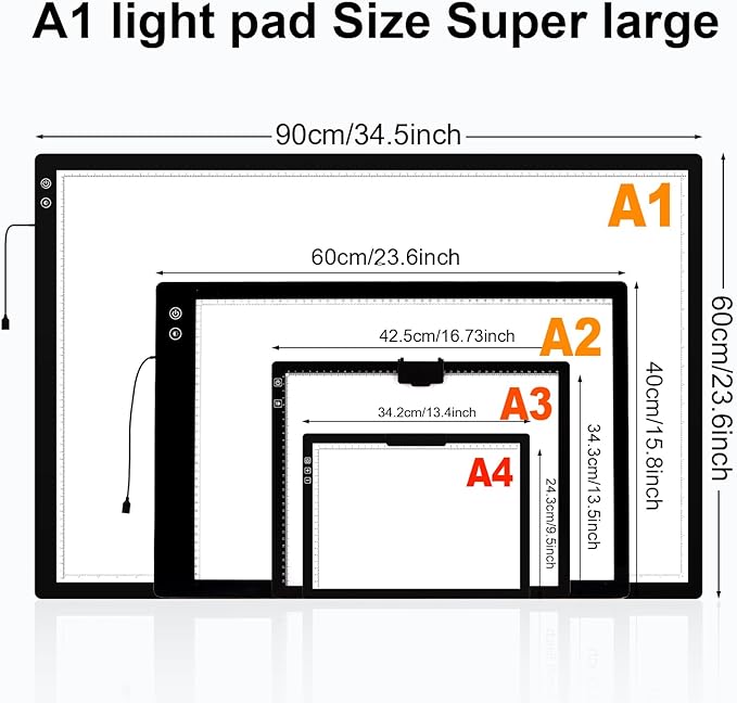 elice A1 Rechargeable Diamond Art Light Board (35.4''x 23.6''), Extra Large Wireless LED Light Box for Tracing and Drawing, 3-Color Light Modes Light Pad, 6000 mAh Battery Light Table for Artists DIY