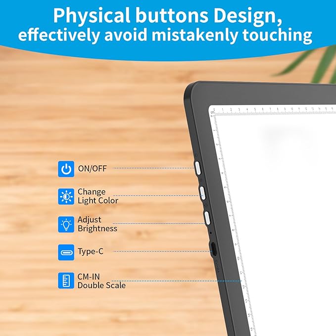 Phylosal Magnetic A3 Light Pad, Super Bright Light Box with Side Button, Diamond Art Light Board, Lightbox for Tracing and Drawing, USB Power Artcraft Light Table for Sketching, Weeding Vinyl (Black)