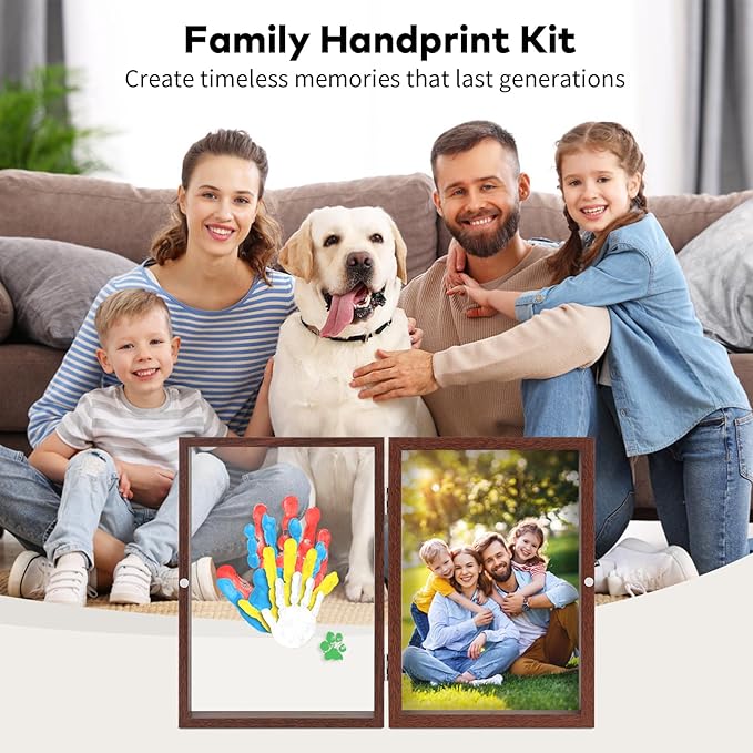 Omrhvi Family Handprint Kit, DIY Craft Keepsake, Hand Print Photo Frame, Family Gifts for New Mom, New Baby, New Parents, Grandparents, Mother's Day, Father's Day, Adoption Day, Anniversary