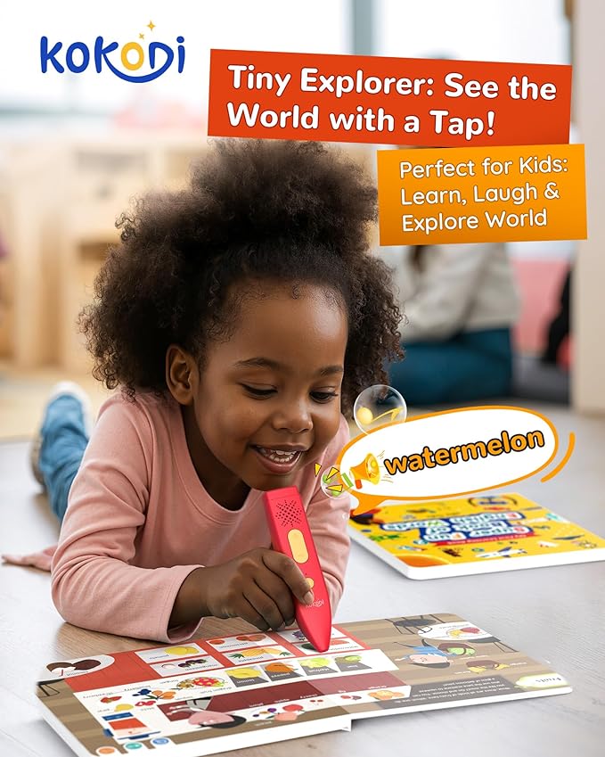 KOKODI Talking Pen Books Sets, Interactive Audio Sound Books Kids Learning Electronic Toys for Boys Girls, Autism Sensory Games, Early Educational Gifts Birthday Gifts for Toddlers Kids Age 2 3 4 5
