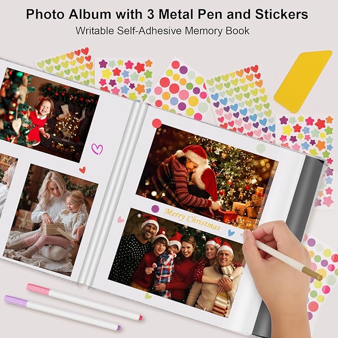 Zesthouse Photo Album Self Adhesive Pages, 60 Pages Magnetic Scrapbook Albums with Sticky Page,Photos Album Holds 8x10 & 5X7 & 4x6 & 6x8 & 3x5, Large Picture Book Ideal for Family,Wedding,Baby