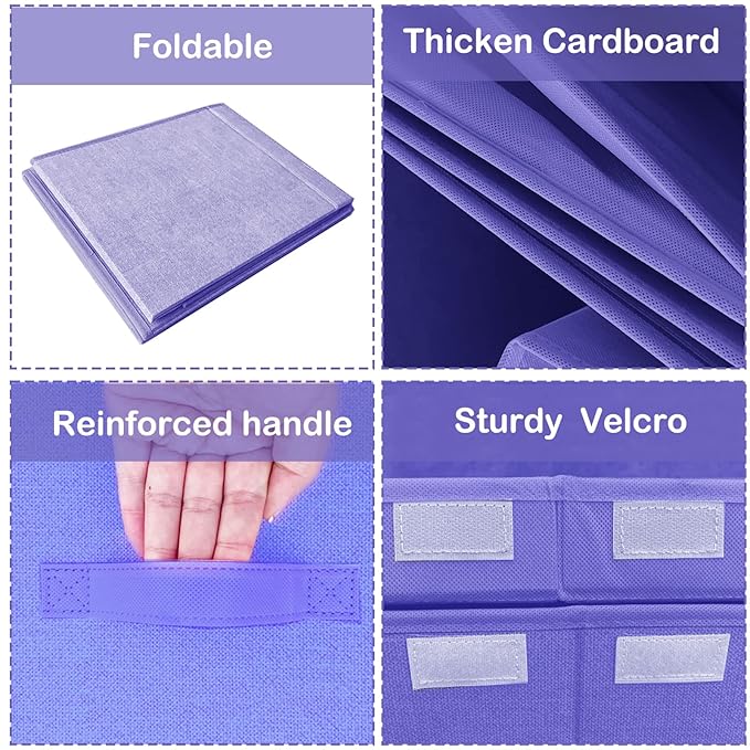 Toy Storage Bins,Large Toy Box Chest with Lids,Foldable Stuffed Animal Toy Organizers and Storage with Sturdy Handles for Kids,Girls,Boys,Nursery,Playroom 24.5"x13"x16" (Purple)