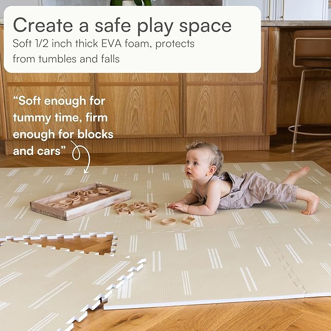 Lillefolk Foam Baby Play Mat – Interlocking Tiles for Kids | Non-Toxic Crawling Mat for Tummy Time, Toddlers & Infants – 6x6ft 9 Tiles