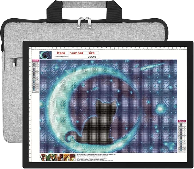 HIUKCOLED A3 Built-in Tilt Stand Light Tracing Box with Carry Bag, 3 Colors/Stepless Dimmable/6-level Brightness Adjustable, Battery Powered LED Light Board for Drawing,Diamond Painting,Sketching