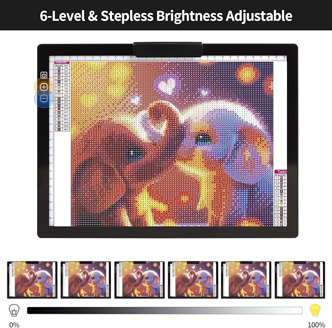 KOBAIBAN Wireless A4 Light Pad with Carry Bag, Innovative Stand, Top Clip, Stepless/ 6-Level Dimmable Brightness Rechargeable tracing Light Box/Board for Cricut Vinyl, Weeding Tool, Diamond Painting