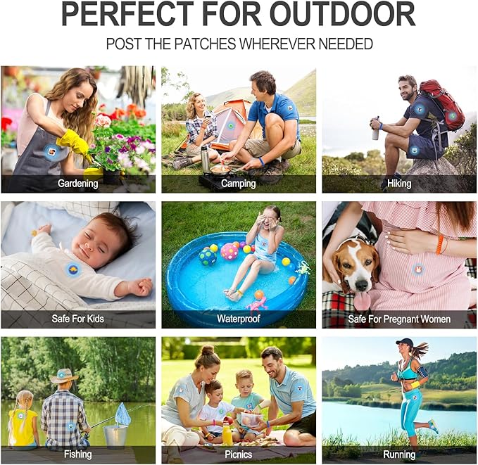 Mosquito Repellent Stickers 240 Pcs Natural Mosquito Patches for Kids and Adults with 5 Pack Individually Wrapped Mosquito Repellent Bracelets for Outdoor Camping Traveling Fishing