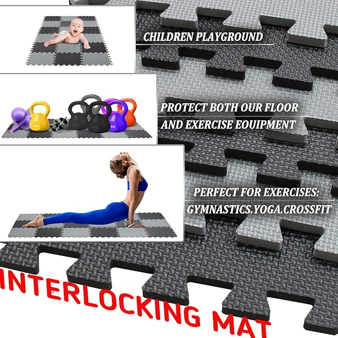 XMTMMD Soft Non-Toxic Foam Baby Play Mat | Toddler Playmat | EVA Foam Interlocking Tiles for Gym, Nursery, Playroom | 18 Squares Foam Floor Mats for Kids & Babies | Colorful Jigsaw Puzzle Play Mat