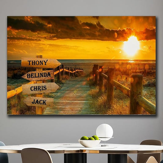 Personalized Father's Day Family Names Street Custom Multi-Name Date of Birth Vintage Street Sign Happy Fathers Day Poster Canvas Wall Art Best Gifts for Dad Husband from Daughter Son Wife Kids #17