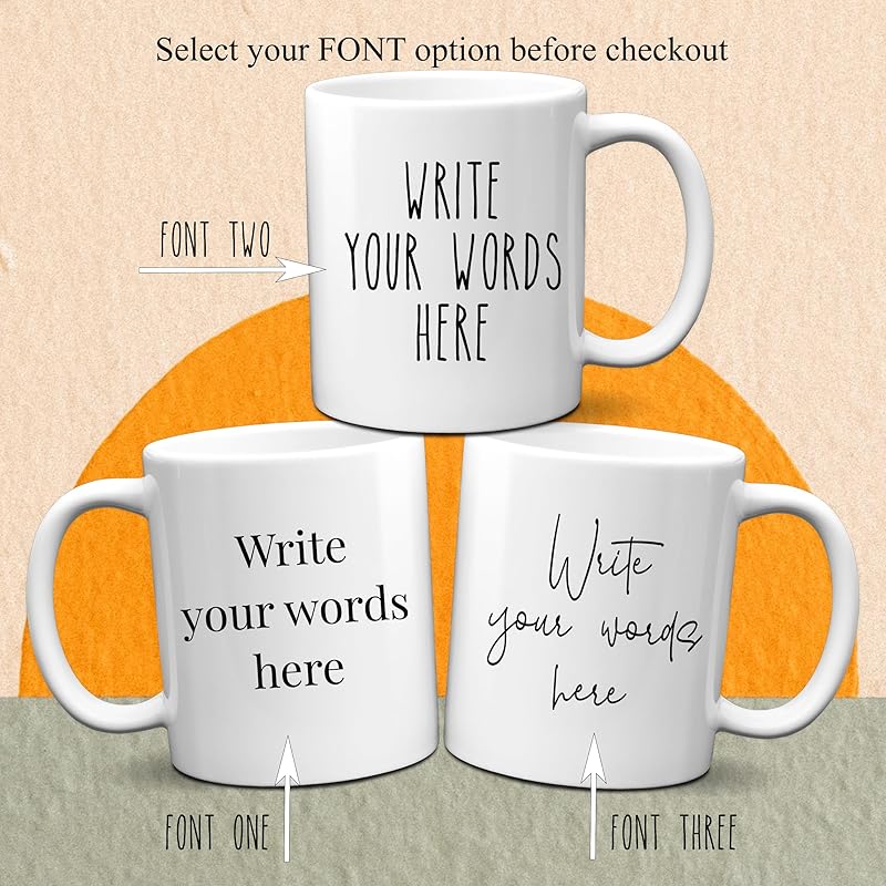 Custom Coffee Mug - Custom Mugs Design Your Own with Text, Name or Initials - Personalized Coffee Mug - Tazas Personalizadas 11 & 15 oz - Custom Gifts for Best Friend Woman, Him, Her, Mom, Dad