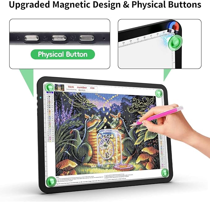 Up To 9000Lux Super Bright A4 Light Pad,Rechargeable light box with 4000mAH Lithium Battery for Cricut Weeding Vinyl Tool,Magnet light box for tracing,light board for Diamond Painting,Sketching,Tattoo