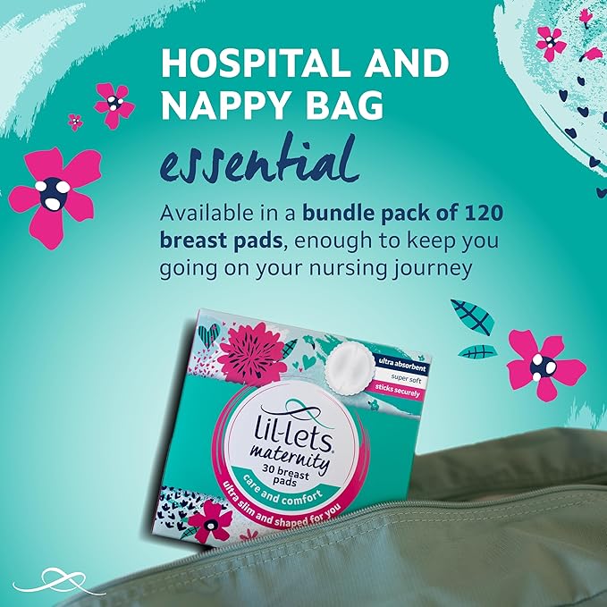 Lil-Lets Nursing Pads – 120 Individually Wrapped, Ultra-Thin, Absorbent & Fragrance-Free – Comfort & Protection for Nursing Moms Postpartum –Maximum Adhesion for Leak & Chafing Nipple Protection