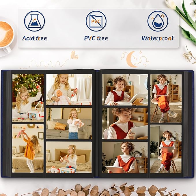 Popotop Photo Album 4x6 600 Pockets for Wedding Gifts,Linen Hardcover Picture Albums for Family Anniversary Baby Vacation Pictures