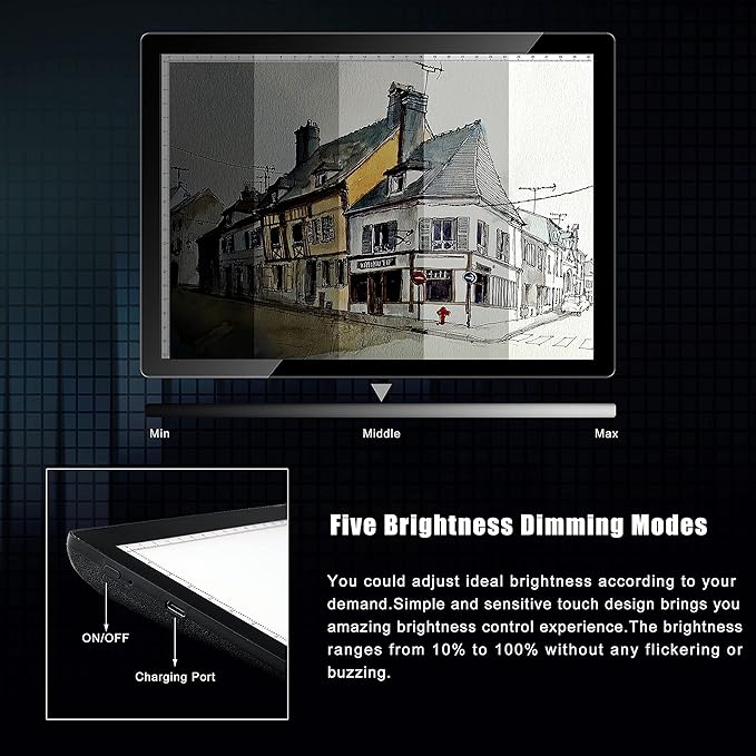 A4 Wireless Battery Powered Light Pad, TOHETO Tracing Light Box Dimmable Brightness Rechargeable LED Light Board Portable Cordless Copy Board for Artist Drawing Sketching X-ray Viewing