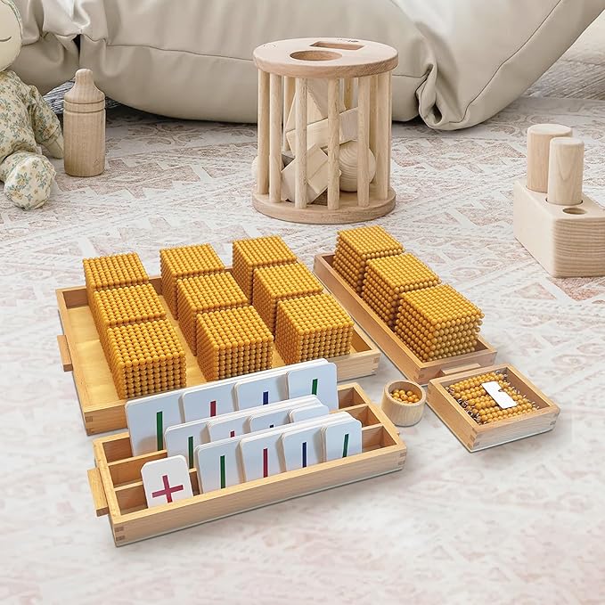 Montessori Golden Beads,Montessori Counting Beads,Montessori Math Materials,Preschool Education Toys Math Bank Game