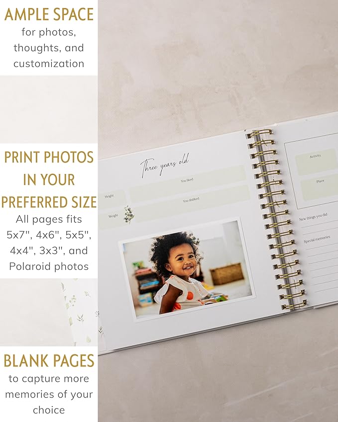 Baby Books for Baby Shower - Gift Unisex Botanical Garden Keepsake Memory Journal to Log Pregnancy and Newborn Milestones - Photo Album Scrap Books for Girl or Boy - New Parents Must Have Essentials