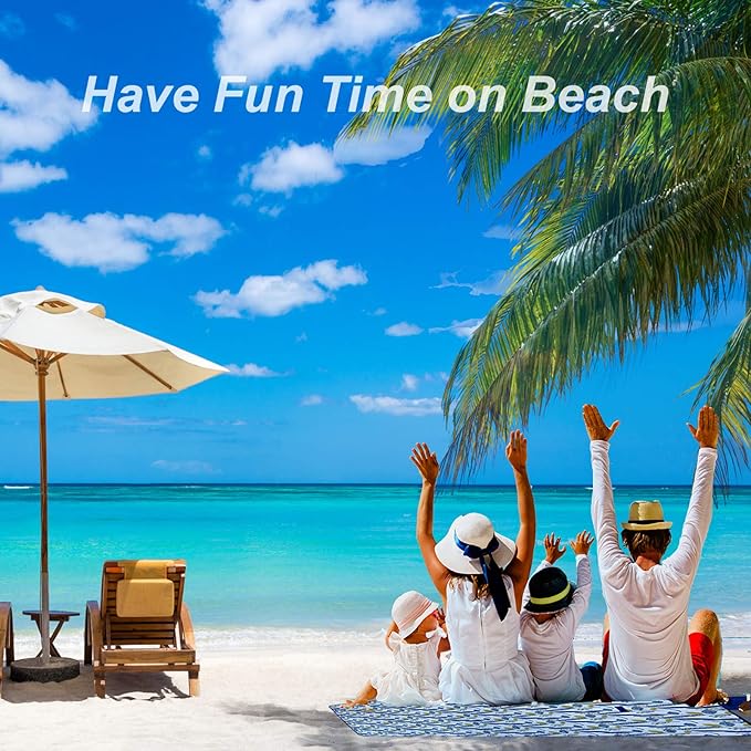 Beach Blanket Picnic Blanket Outdoor Mat Extra Large Waterproof Sand Proof Camping Blanket Lightweight Folding Portable Travel Blanket for Family Park Beach Grass, 79"x57"