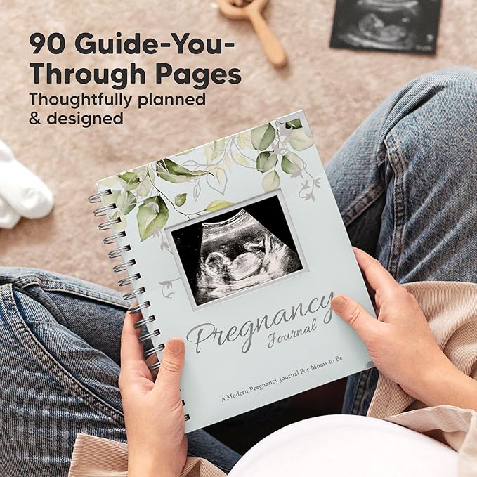 Pregnancy Journal for First Time Moms Gifts - 90 Pages Hardcover Pregnancy Memory Book, Beautiful & Cute Baby Book Keepsake, Ultrasound Baby Scrapbook, Mom To Be Gift (Frost)